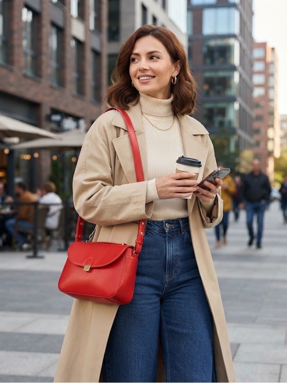 Time and Tru Faux Leather Crossbody Handbag Red